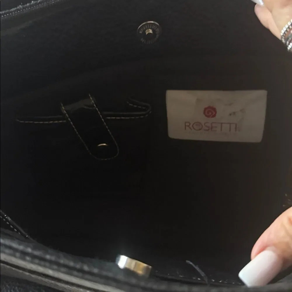 Rosetti Women’s Elegant Black Crocodile-Embossed Shoulder Bag